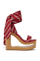 AZALEA WANG WYNN RED TIE LACE UP WEDGE