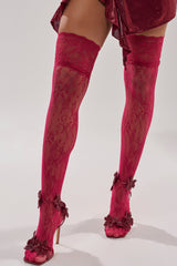CLASSY VIBES THIGH HIGH STOCKINGS IN RED