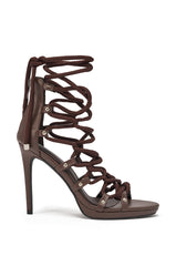AZALEA WANG BROWN PU ROPE STRAP STILETTO SANDAL