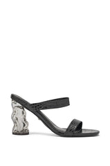 AKIRA GOLD ZARIA BLACK CLEAR HEEL SLIP ON SANDAL