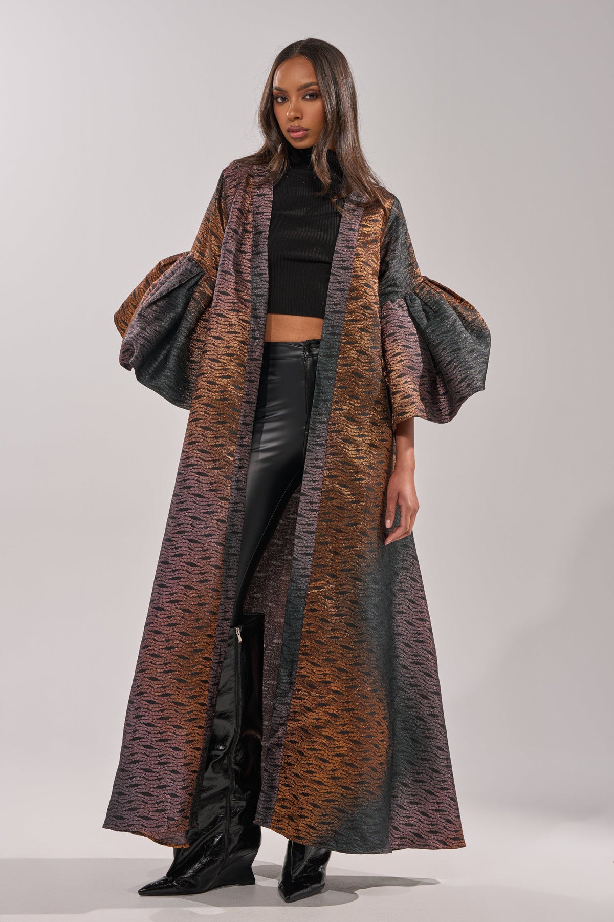 FLORENCE BROCADE PUFF SLEEVE DUSTER