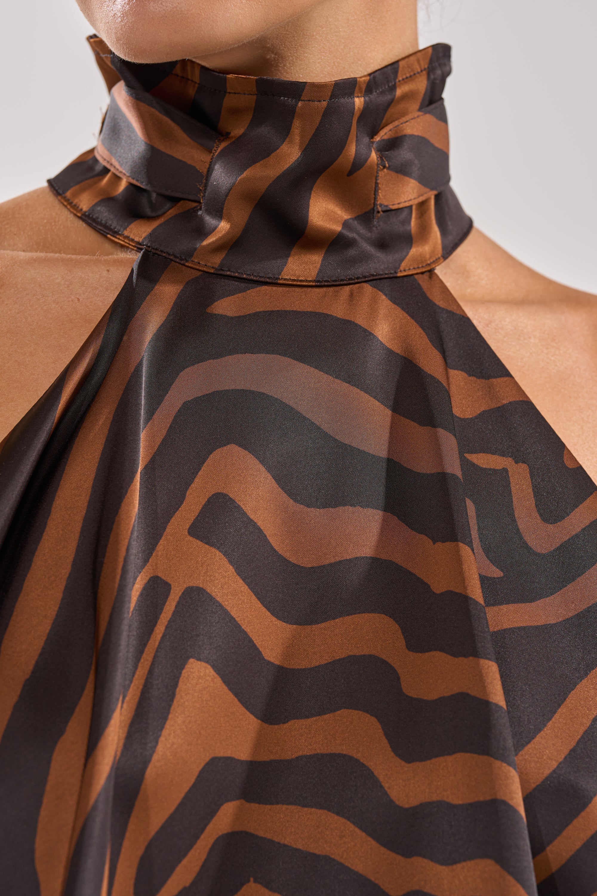 INTO THE WILD ZEBRA HALTER NECK BLOUSE