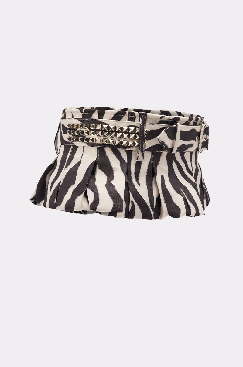 ZEBRA PEPLUM BELT SKIRT