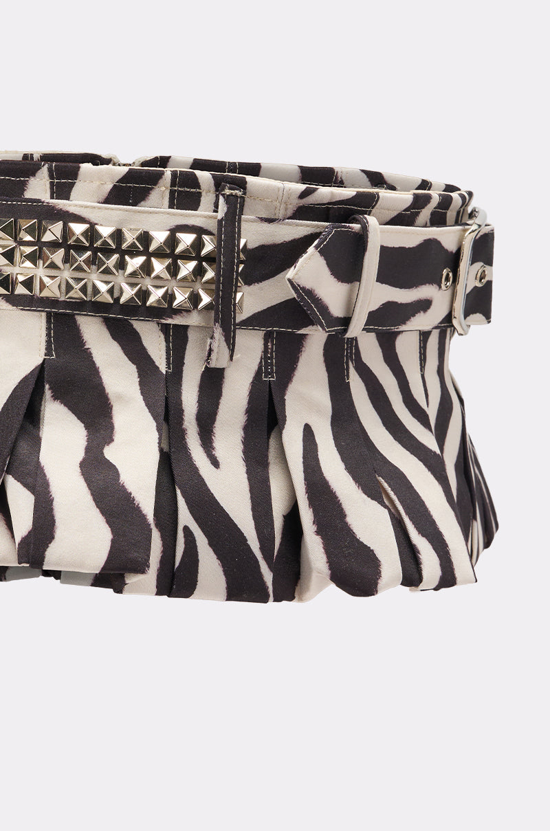 ZEBRA PEPLUM BELT SKIRT