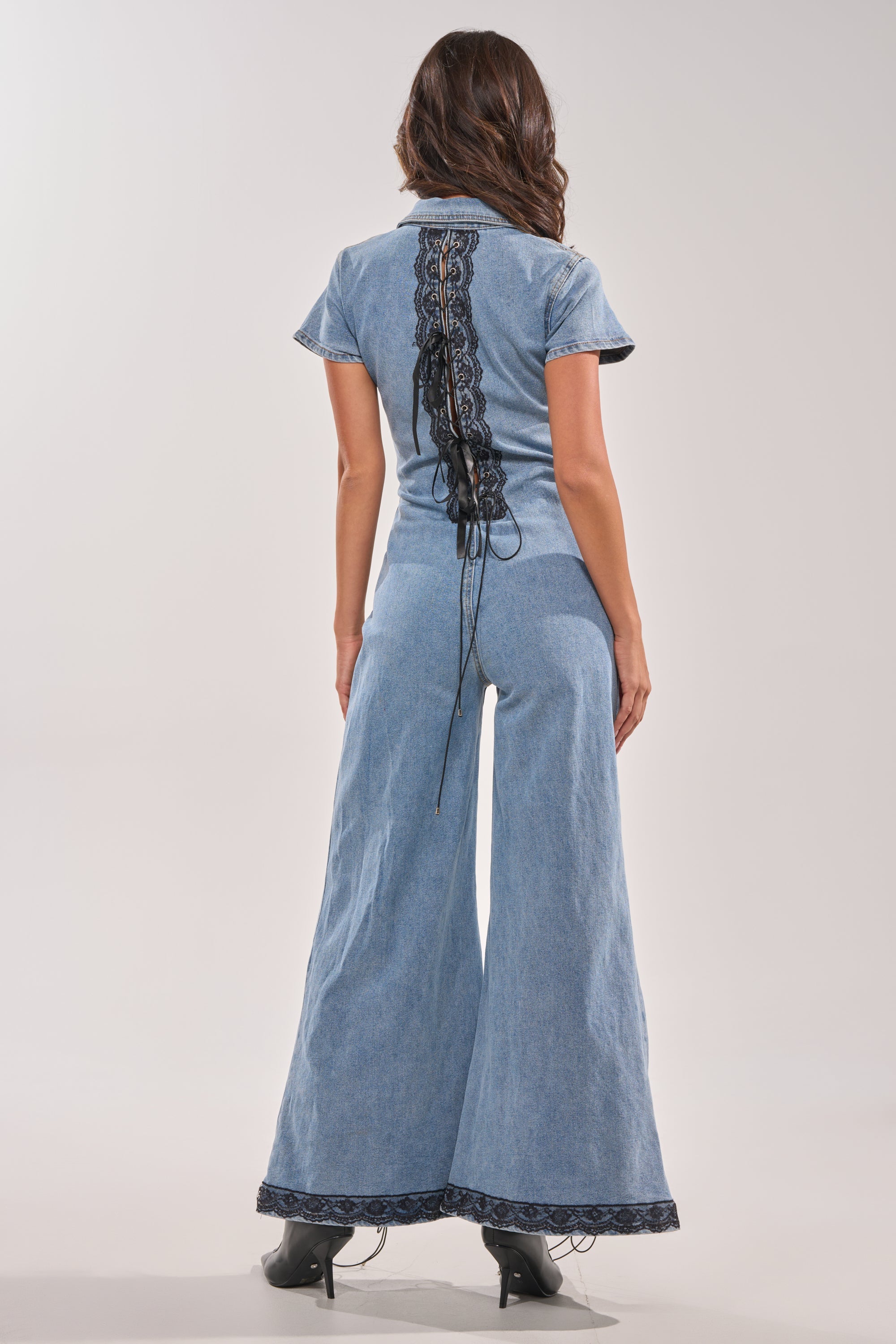 DIXIE LACE DENIM JUMPSUIT