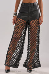 OPEN UP FAUX LEATHER TROUSER