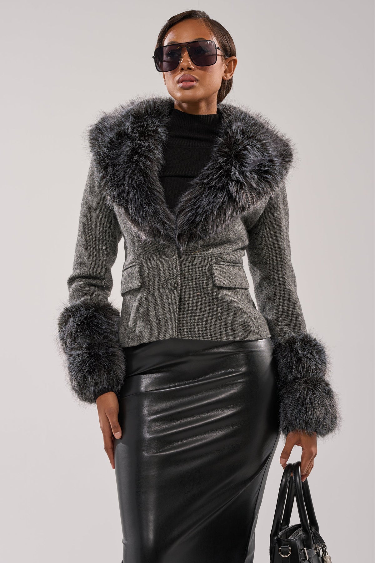 I SEE LONDON FUR TRIM BLAZER