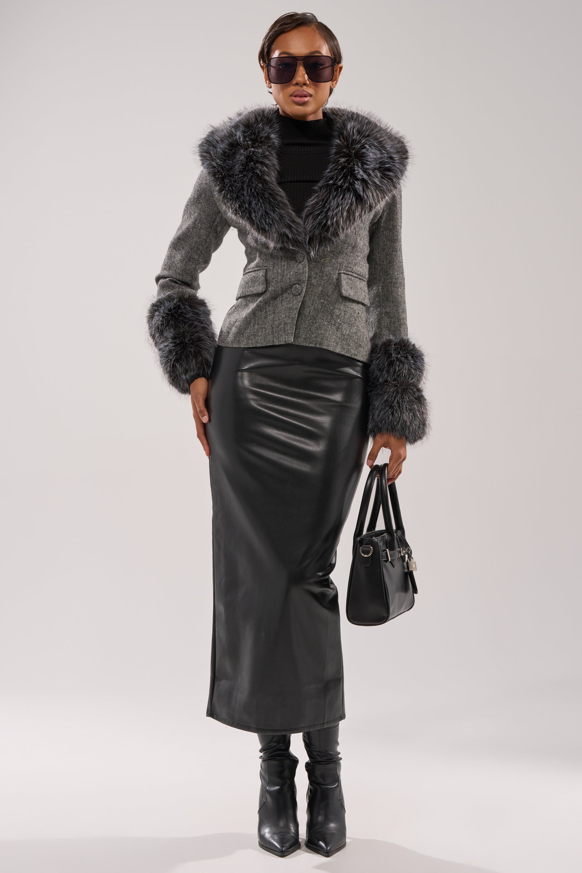 I SEE LONDON FUR TRIM BLAZER