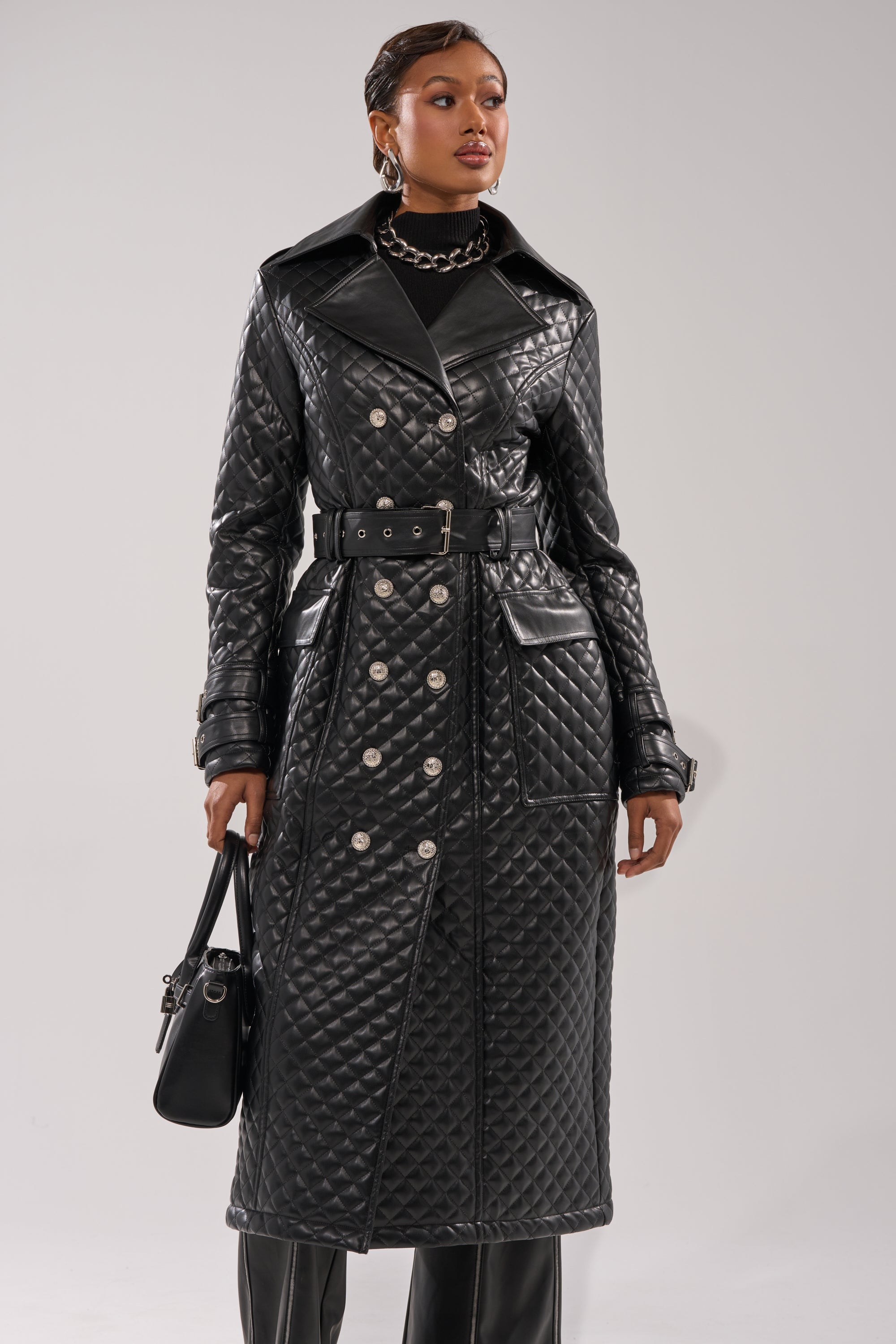 MADISON AVE QUILTED TRENCH