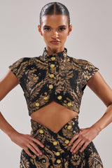KAYLA BROCADE SLEEVELESS BLOUSE