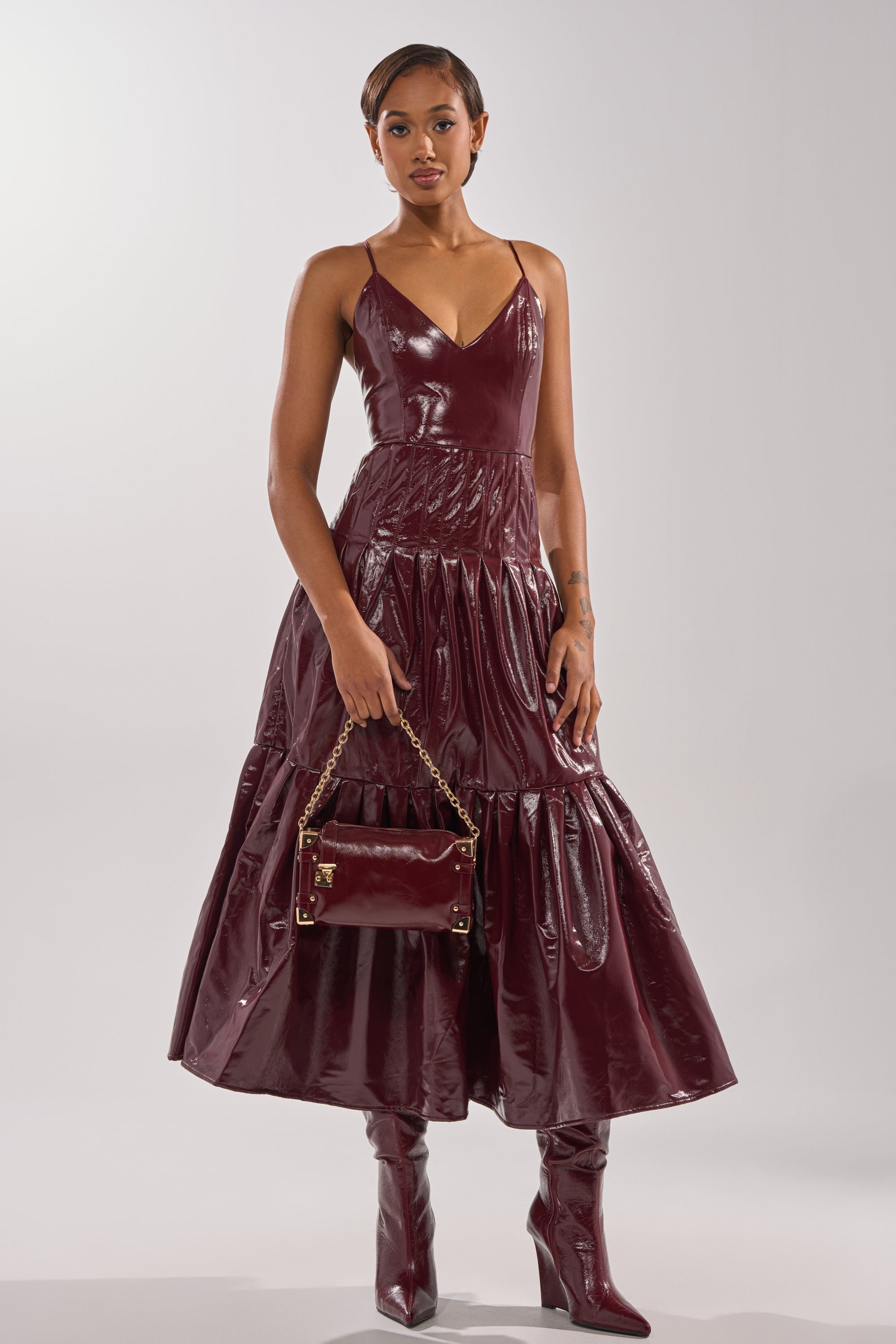 RACHEL PU MAXI DRESS