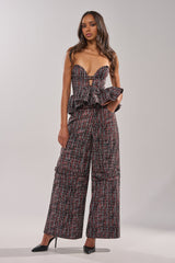 WORK IT FAUX LEATHER PLAID TROUSER
