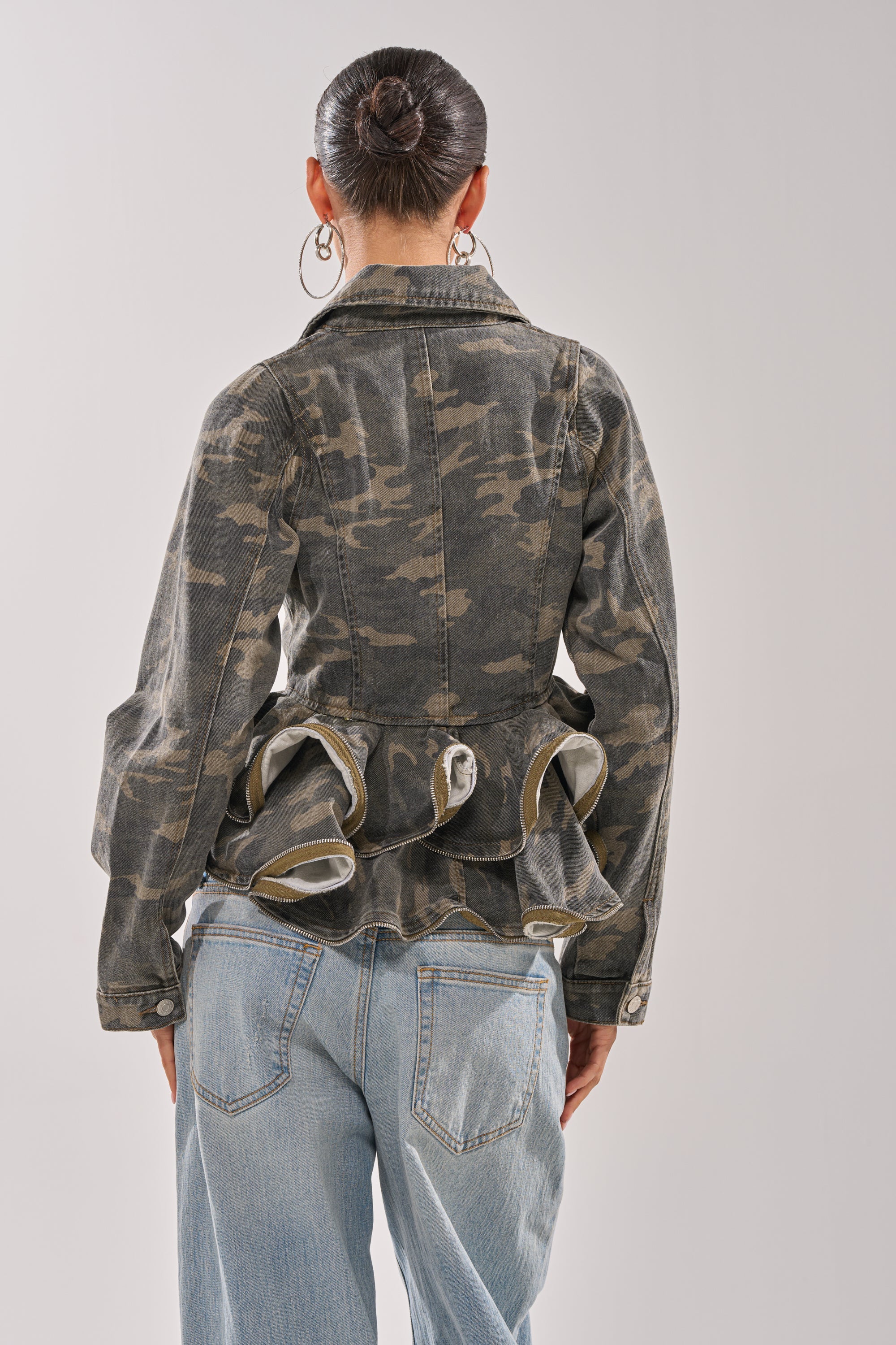 PEPLUM CAMO JACKET
