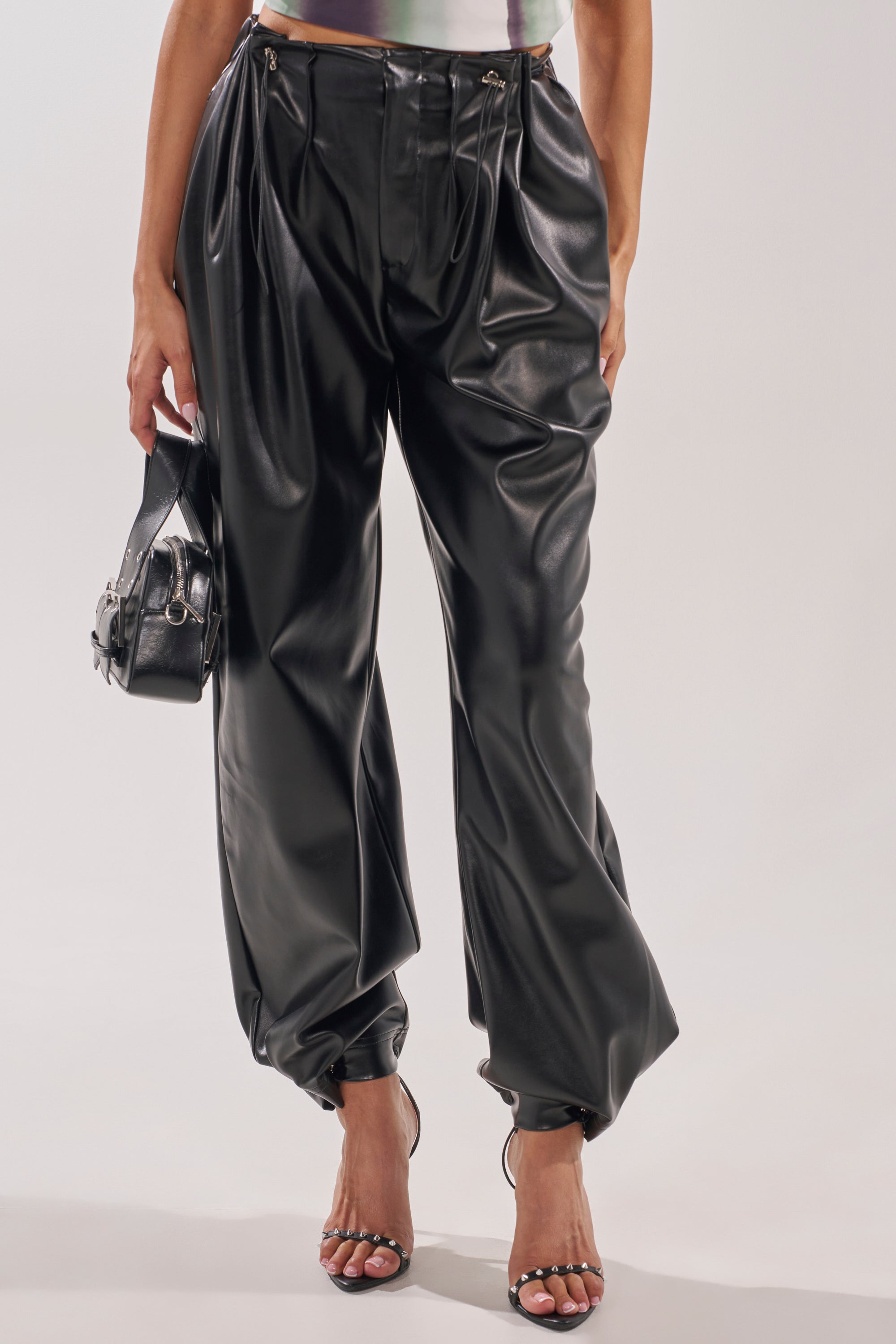 ON TOP OF IT FAUX LEATHER TROUSER