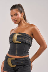 BUCKIN DENIM TUBE TOP