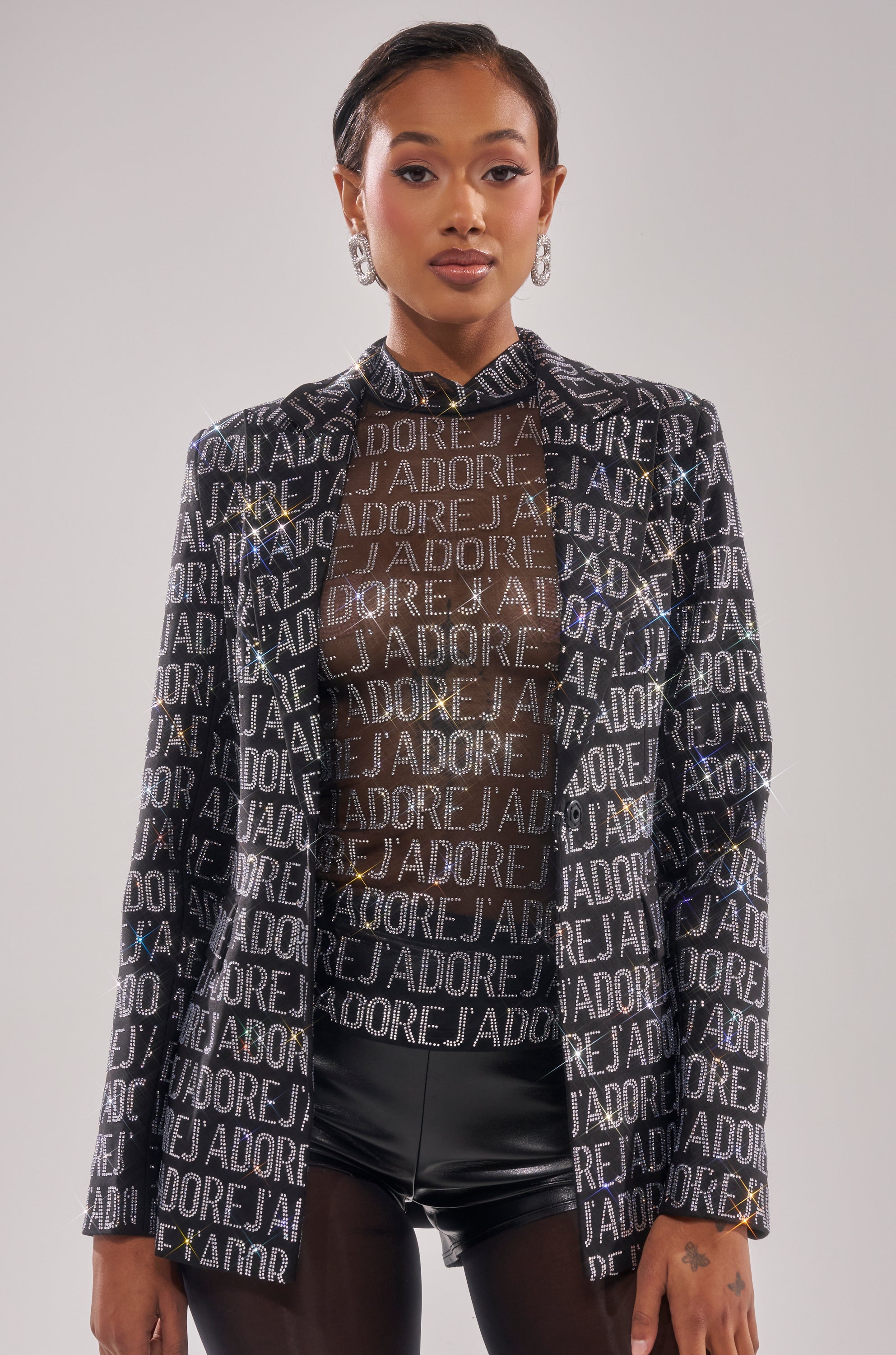 J'ADORE EMBELLISHED MESH TOP
