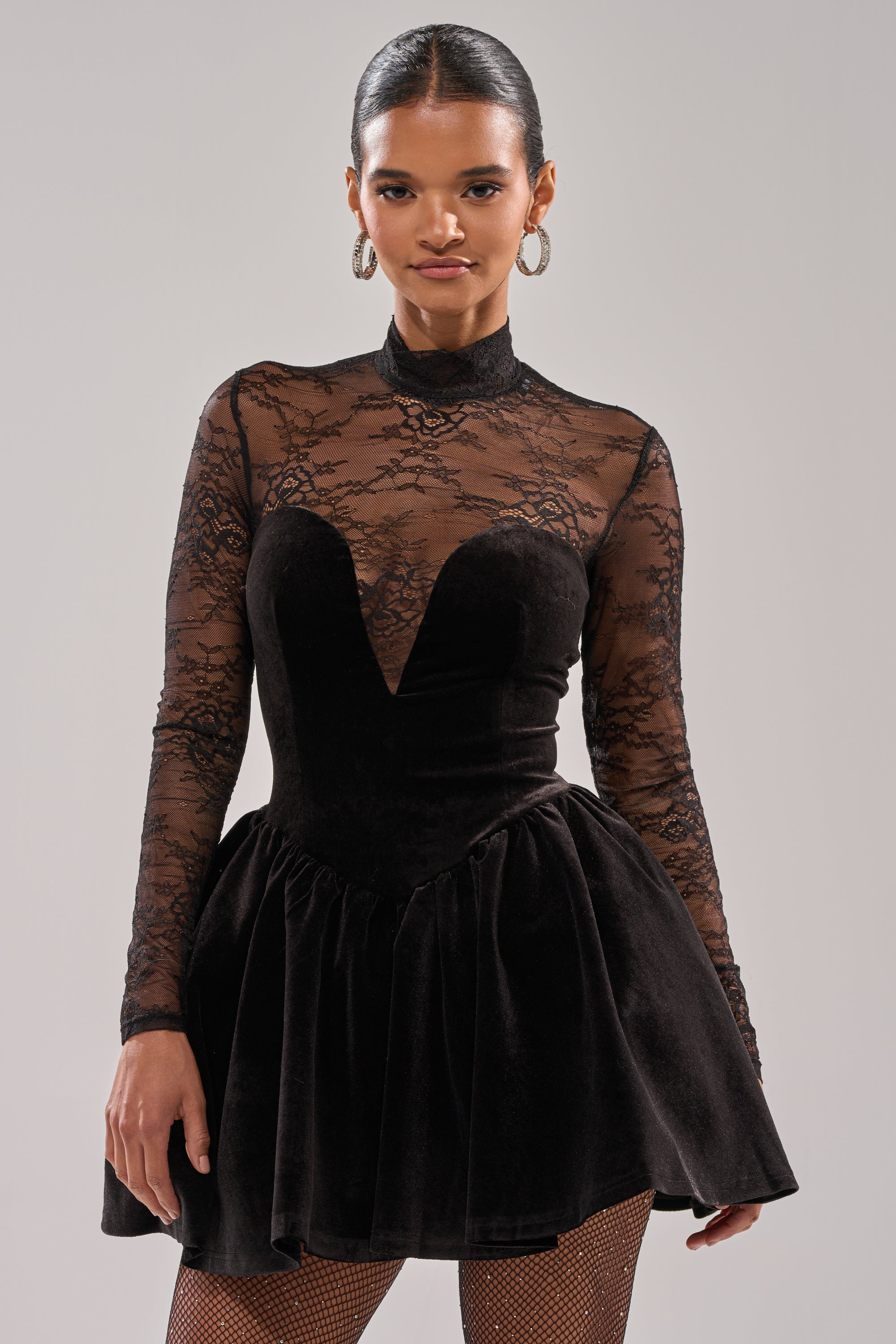 DRESSED TO IMPRESS LACE MINI DRESS
