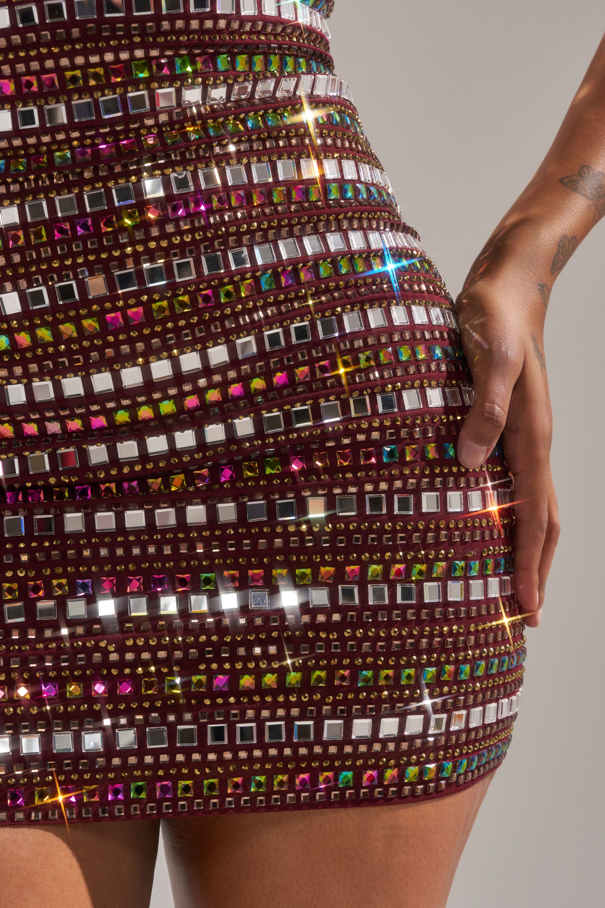 LOOK AT HER GLOW RHINESTONE MINI DRESS