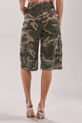 LUXURIOUS CAMO BERMUDA CARGO SHORTS