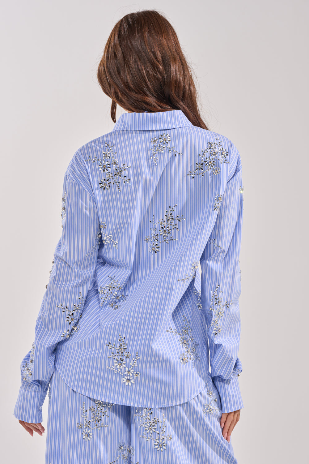 SWEET DREAMS RHINESTONE POPLIN BUTTONDOWN
