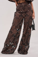 LENA LACE AND PU RELAXED PANT