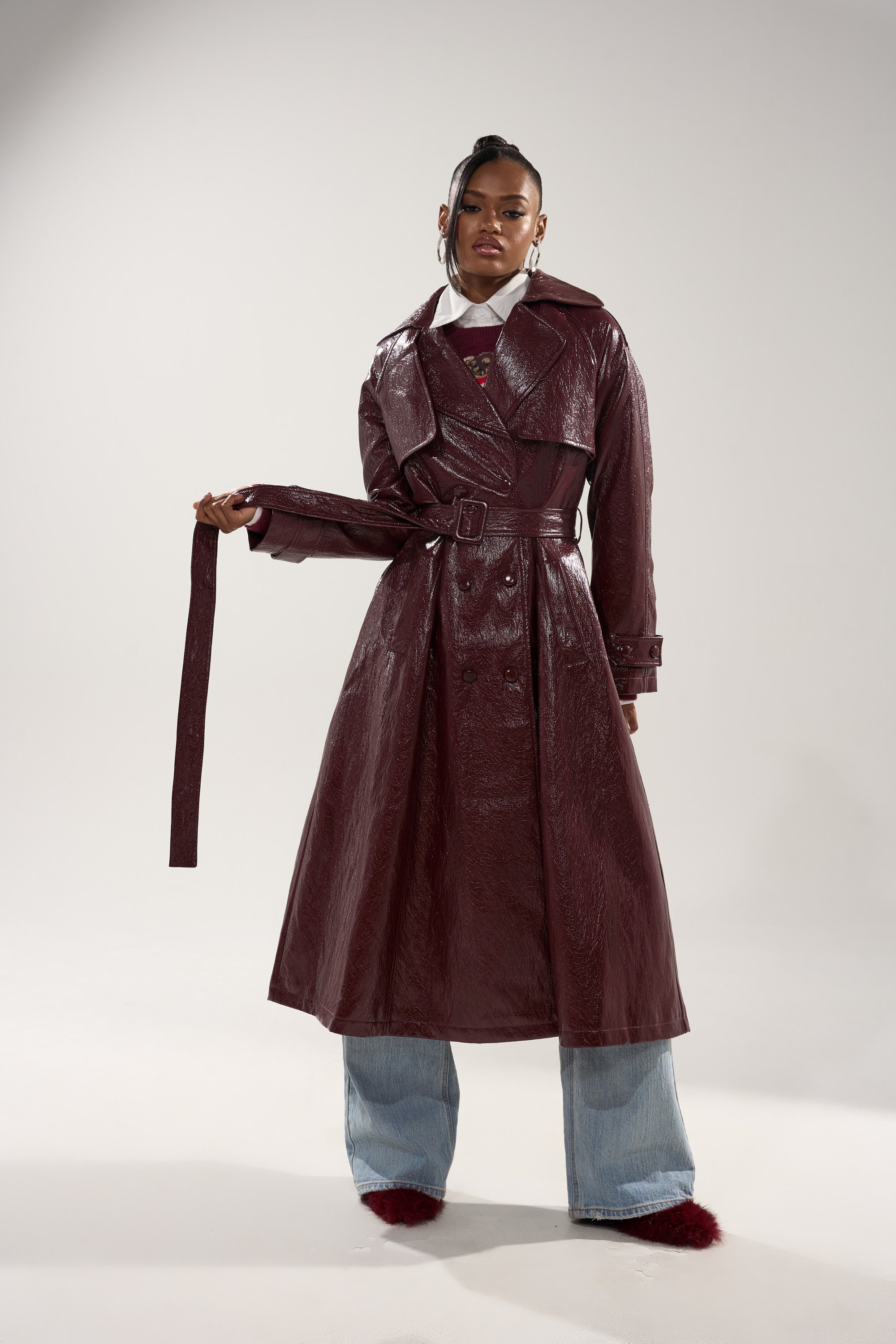 WOKE UP IN PARIS FAUX LEATHER TRENCH