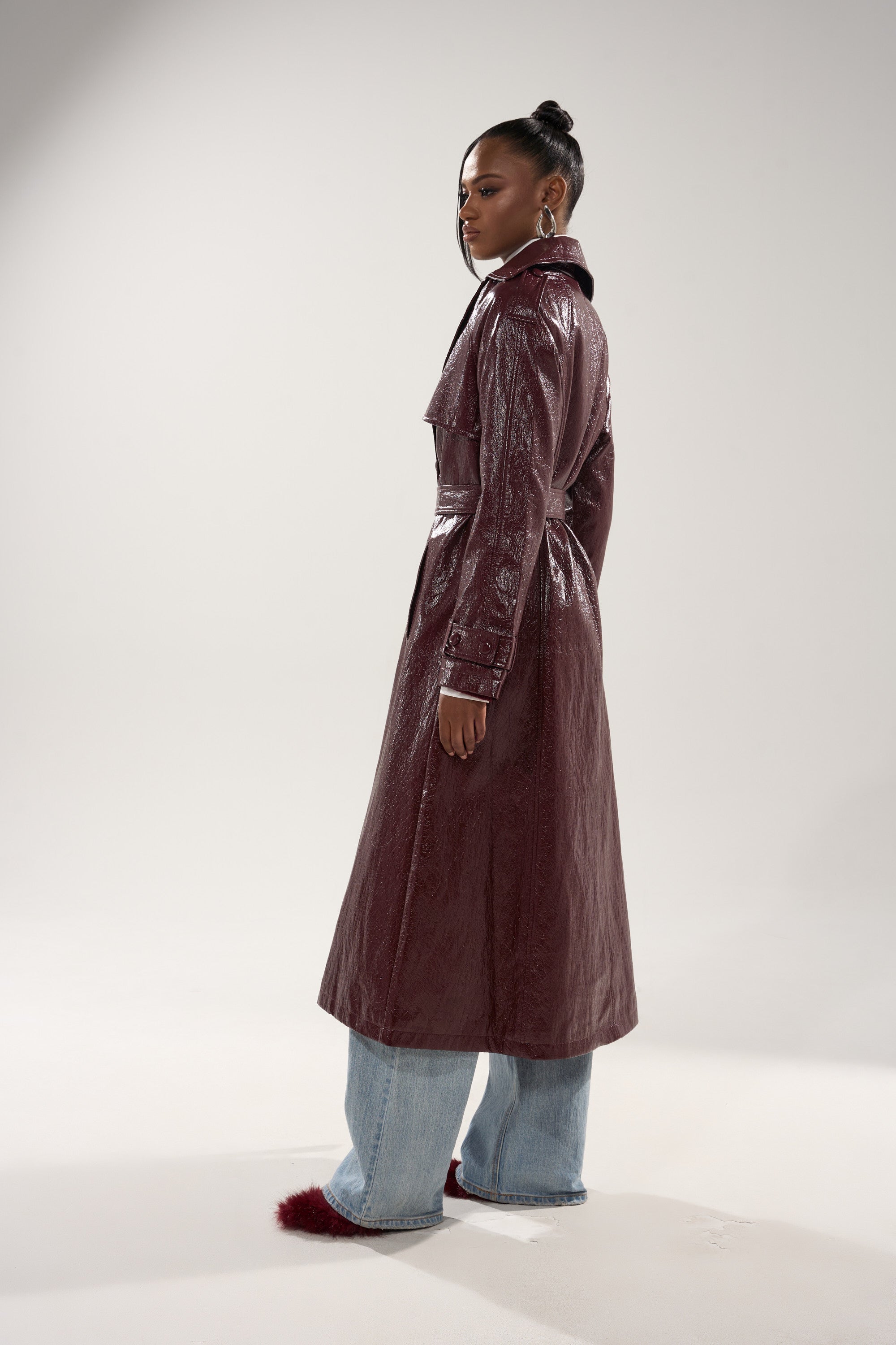 WOKE UP IN PARIS FAUX LEATHER TRENCH