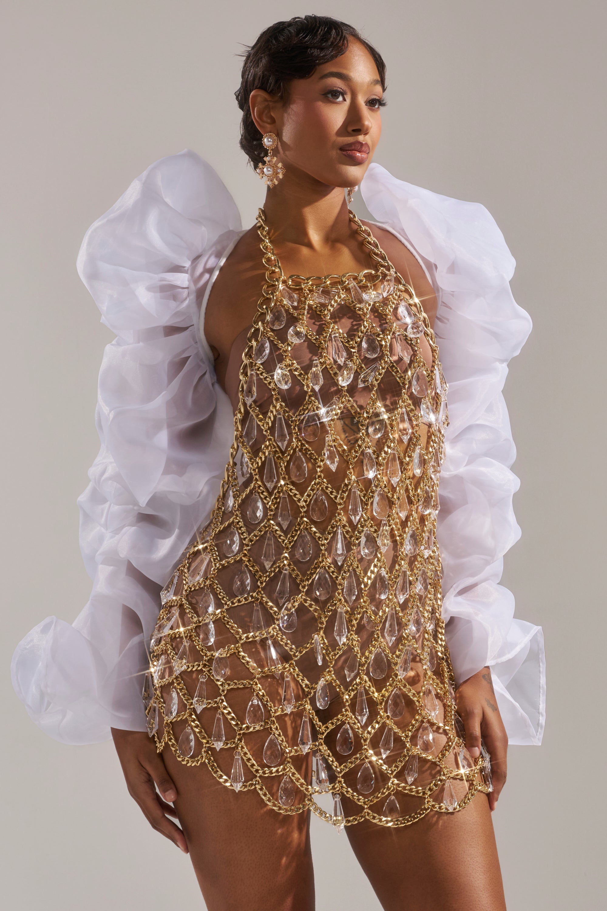 MAIN SQUEEZE ORGANZA SHRUG