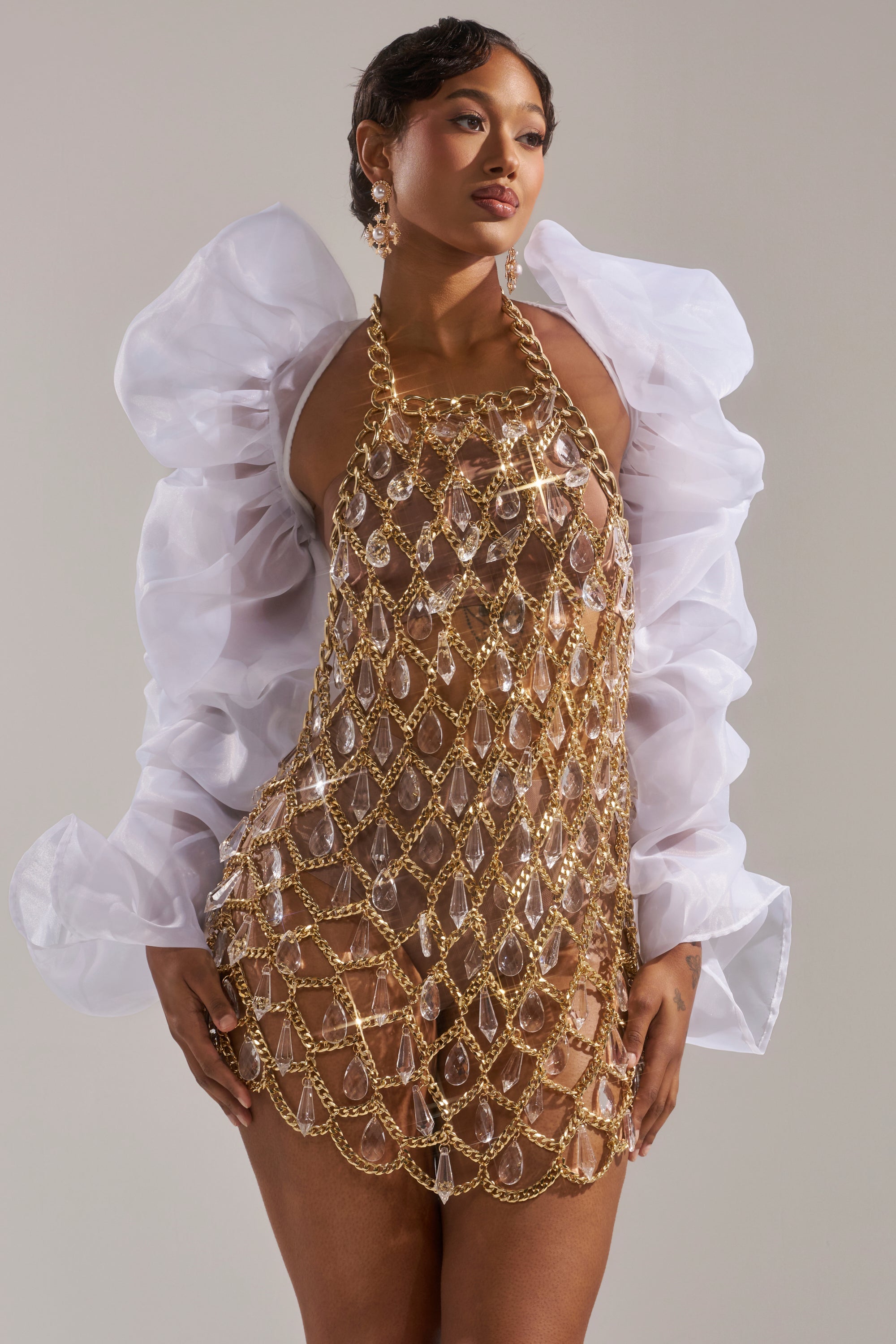 MAIN SQUEEZE ORGANZA SHRUG