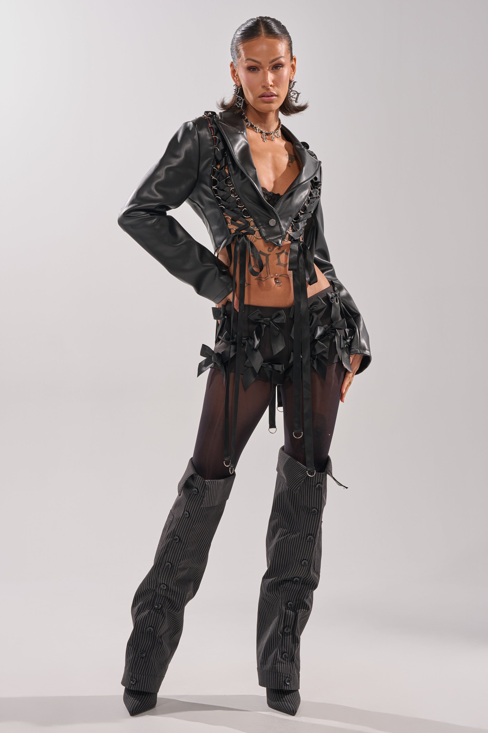 IN THE MOMENT LACE UP BLAZER