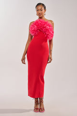 HEART ON MY SLEEVE BANDAGE MIDI DRESS