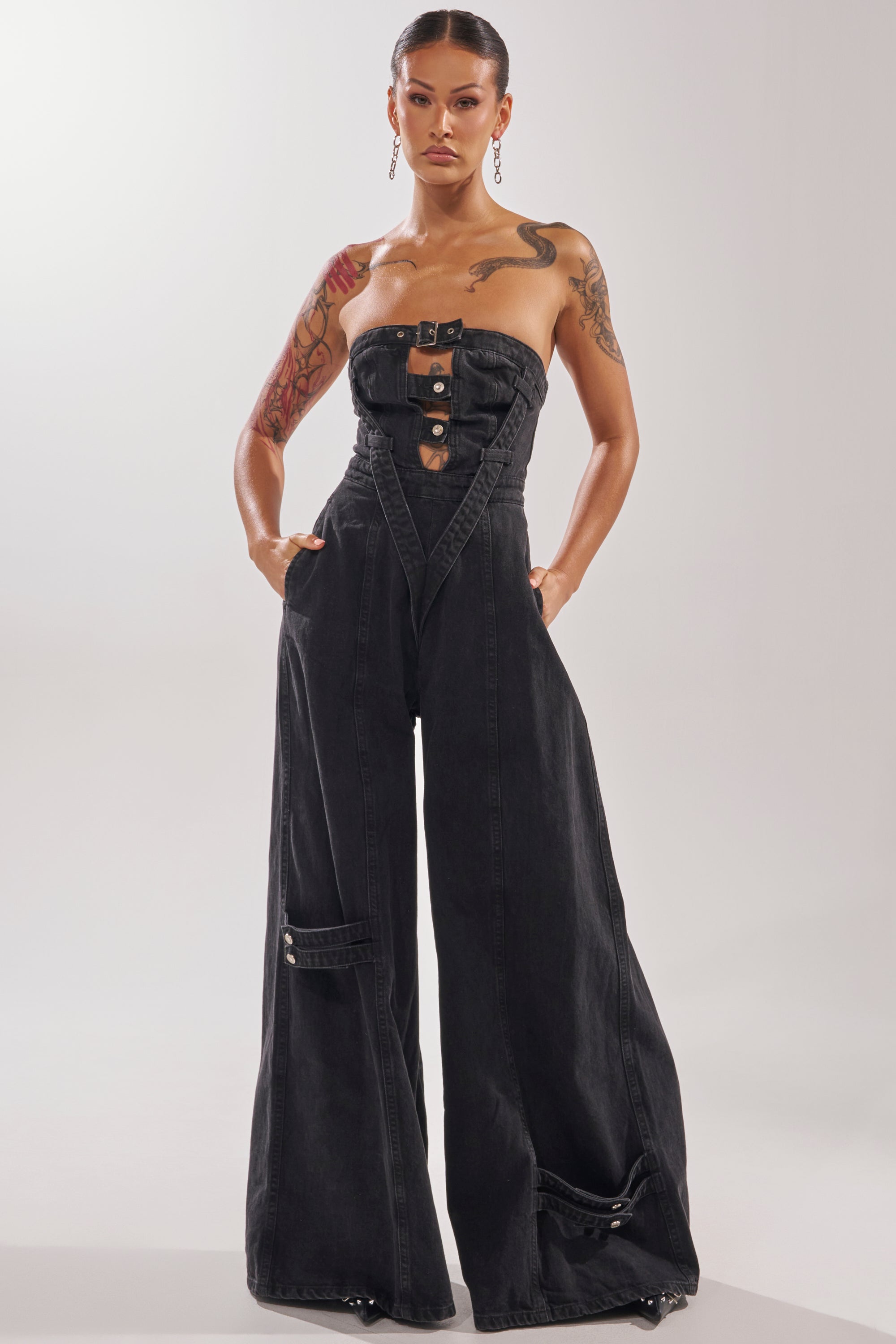 SO YESTERDAY WIDE LEG DENIM JUMPSUIT