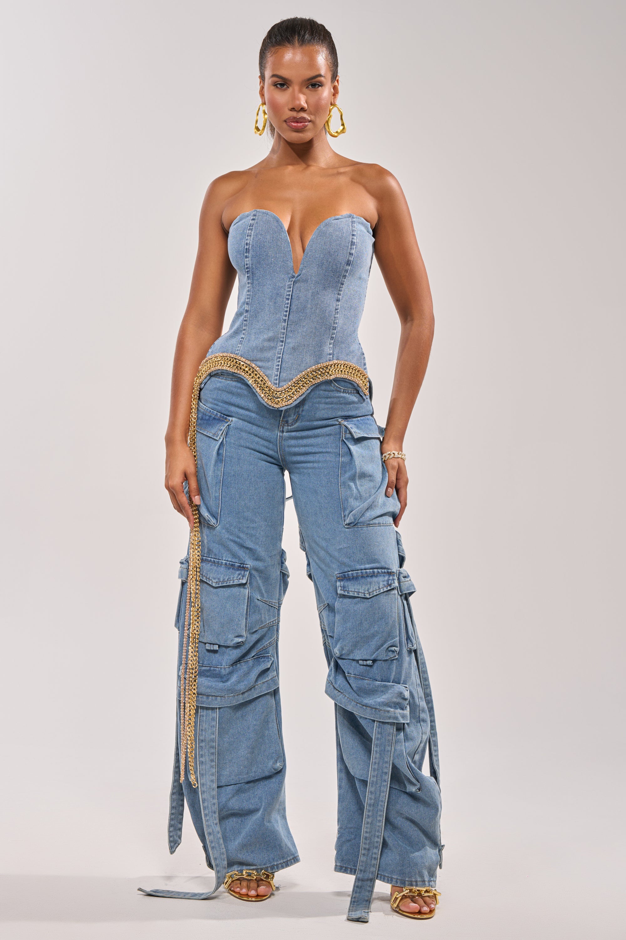 CHECK OUT THE BACK CUTOUT RELAXED DENIM