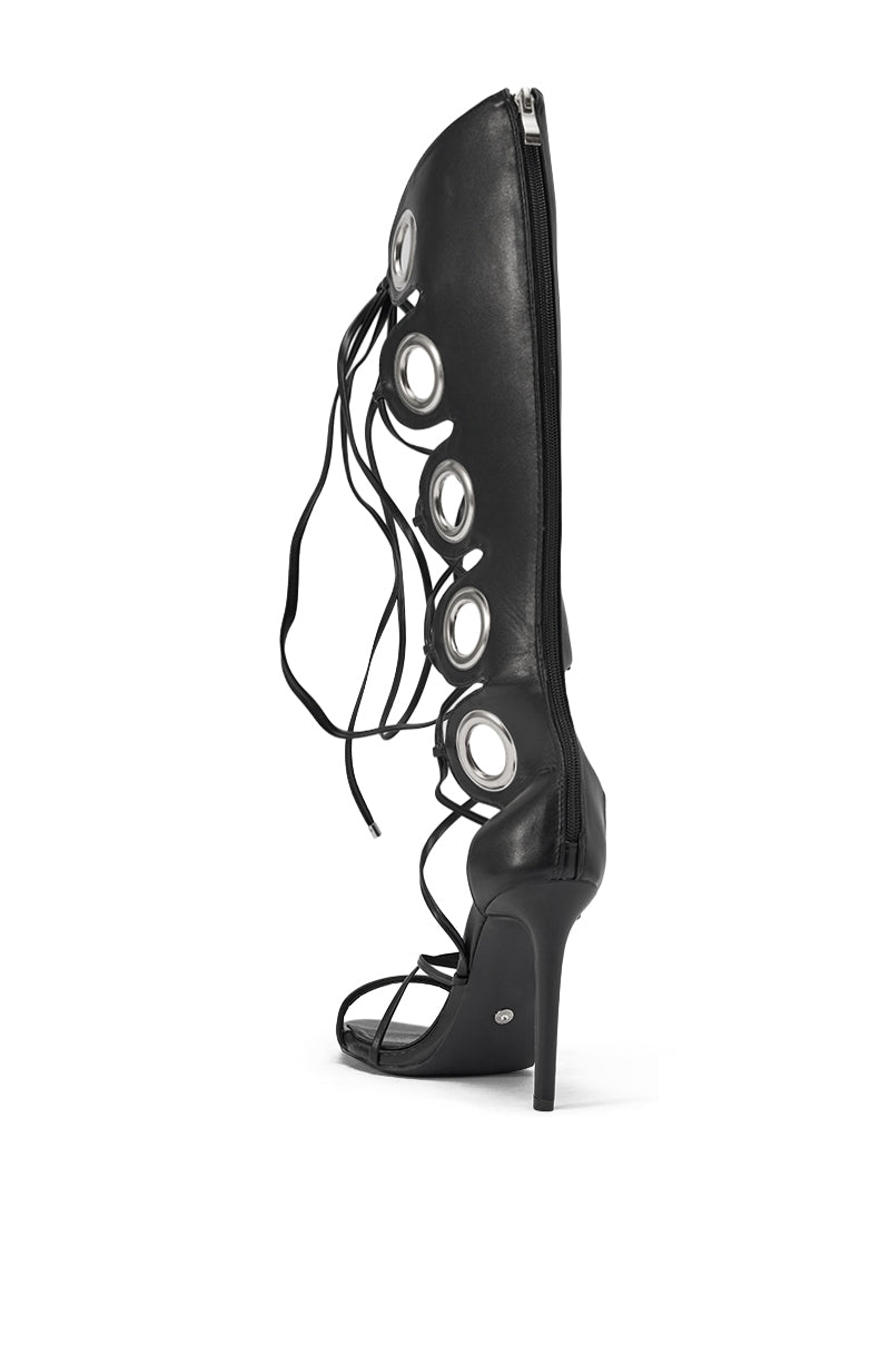 AZALEA WANG AGATHON BLACK GLADIATOR STILETTO SANDAL