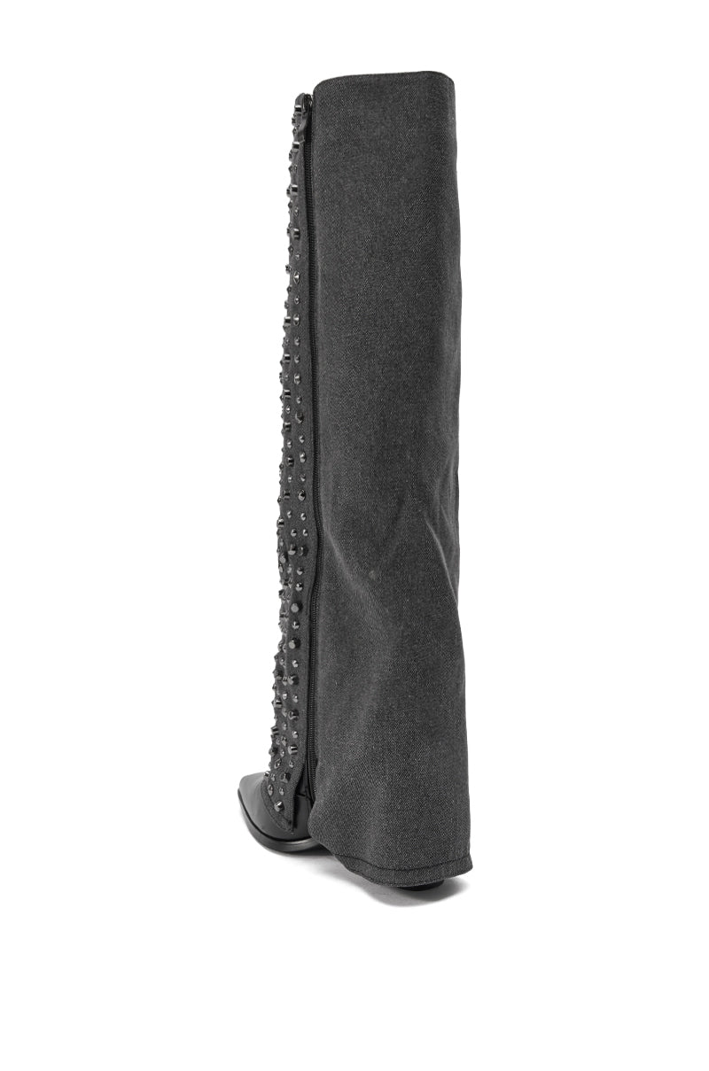 AZALEA WANG AGUSTUE BLACK STUDDED WESTERN BOOT
