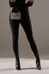 TWINKLING LIGHTS RHINESTONE MESH LEGGINGS IN BLACK