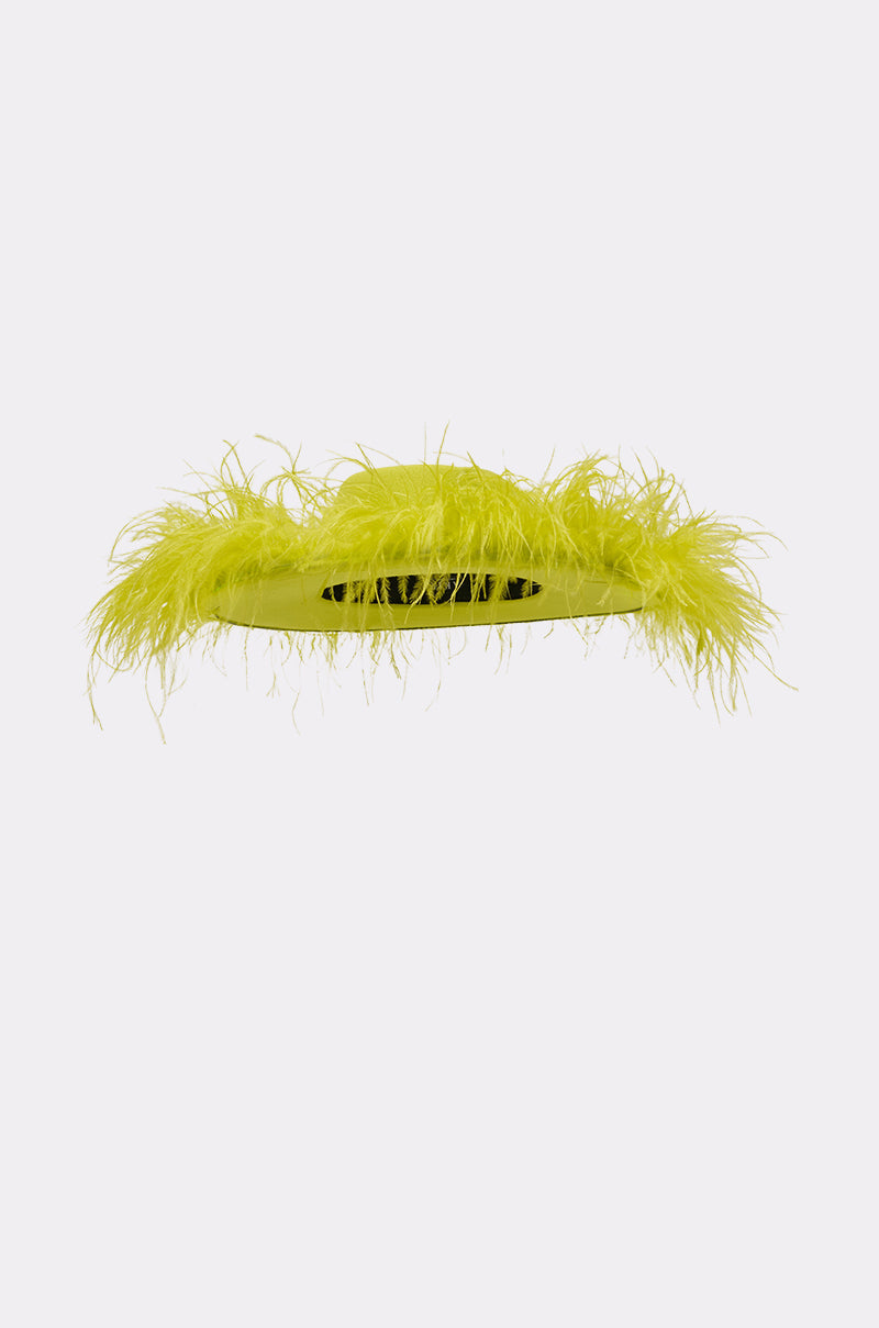 FEEL IT FEATHER BRIM HAT IN GREEN