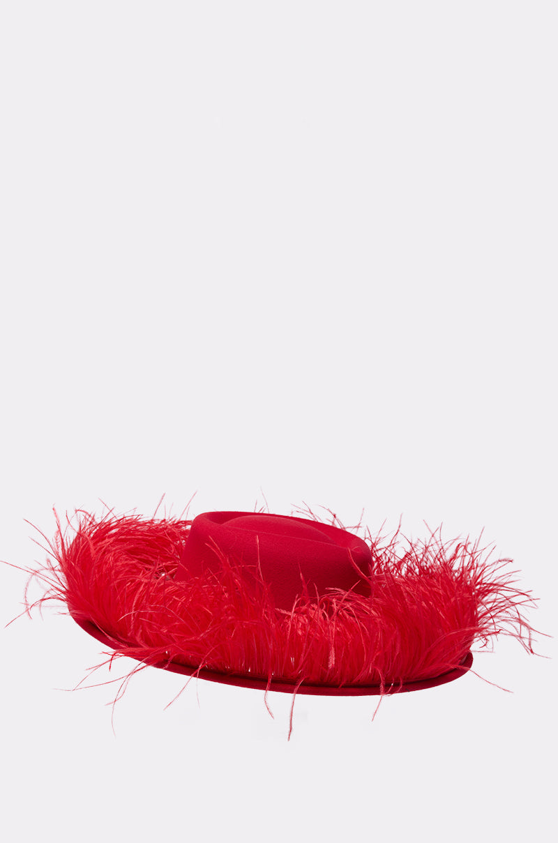 LETS FLIRT FEATHER BRIM HAT