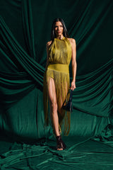 RENEE FRINGE ROMPER IN GREEN