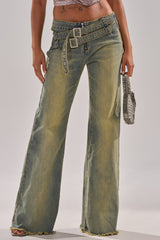 JUST LIKE THAT STRAIGHT-LEG DENIM WITH BUCKLE