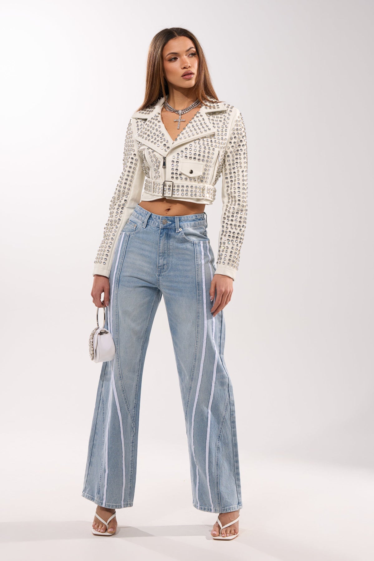 SHE IS A RUNNER DENIM TRACK PANT