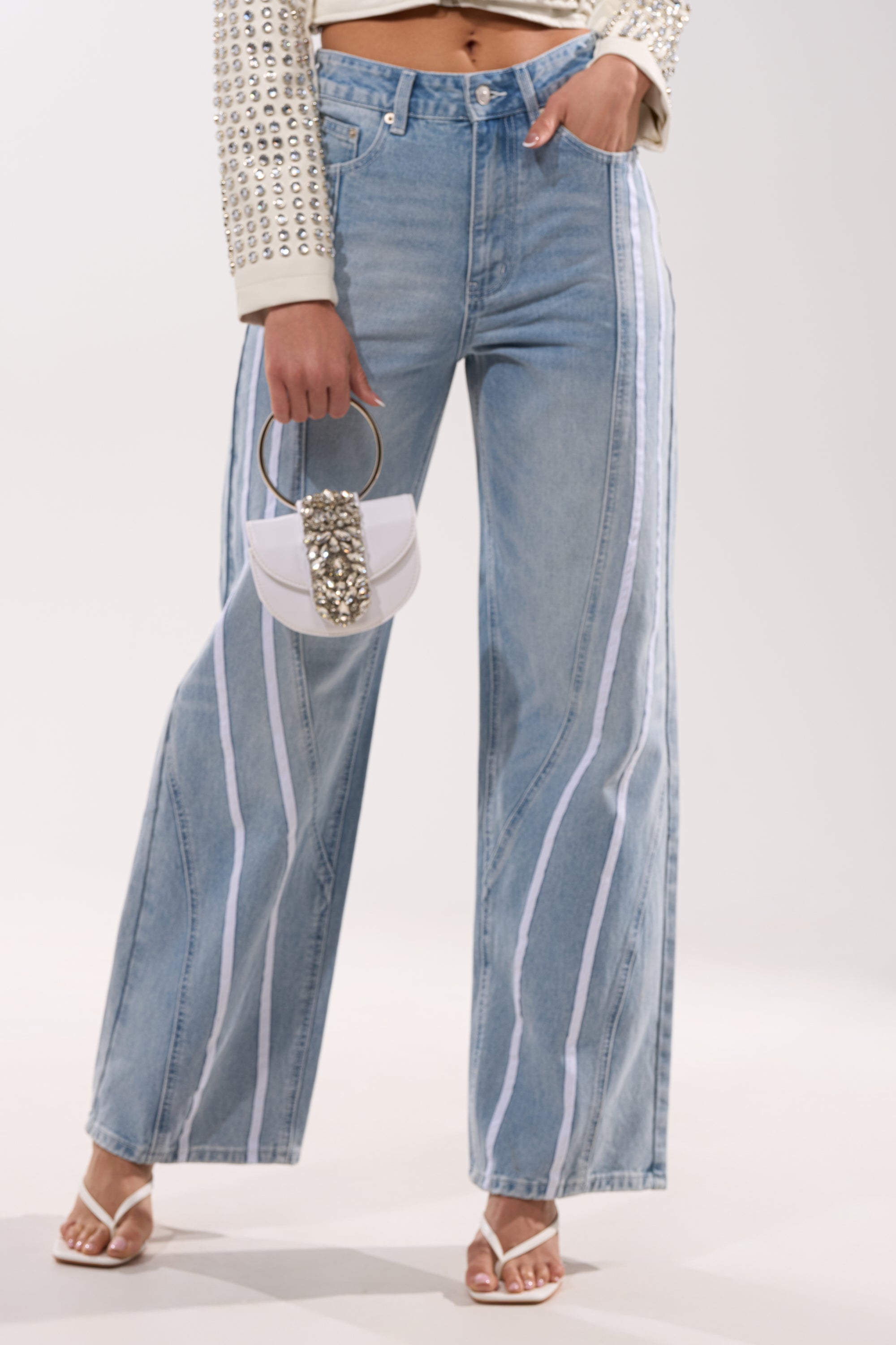 SHE IS A RUNNER DENIM TRACK PANT