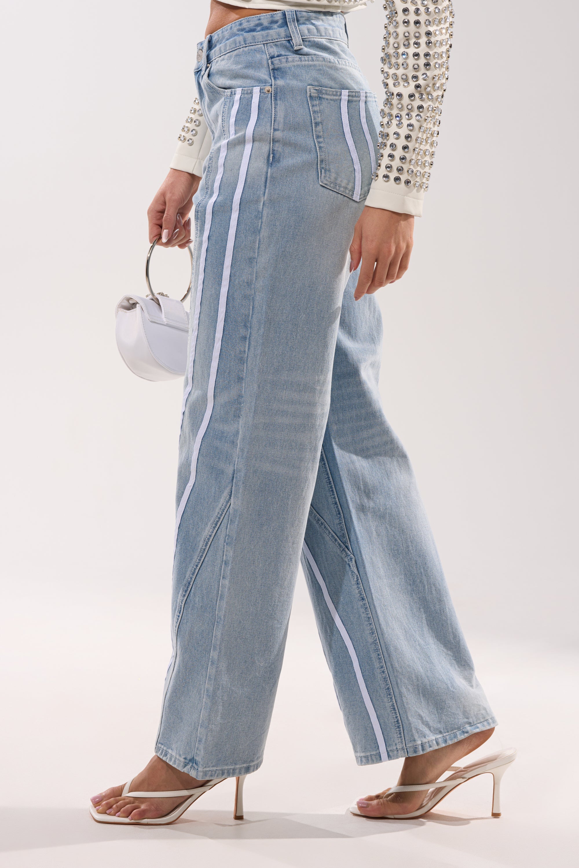 SHE IS A RUNNER DENIM TRACK PANT