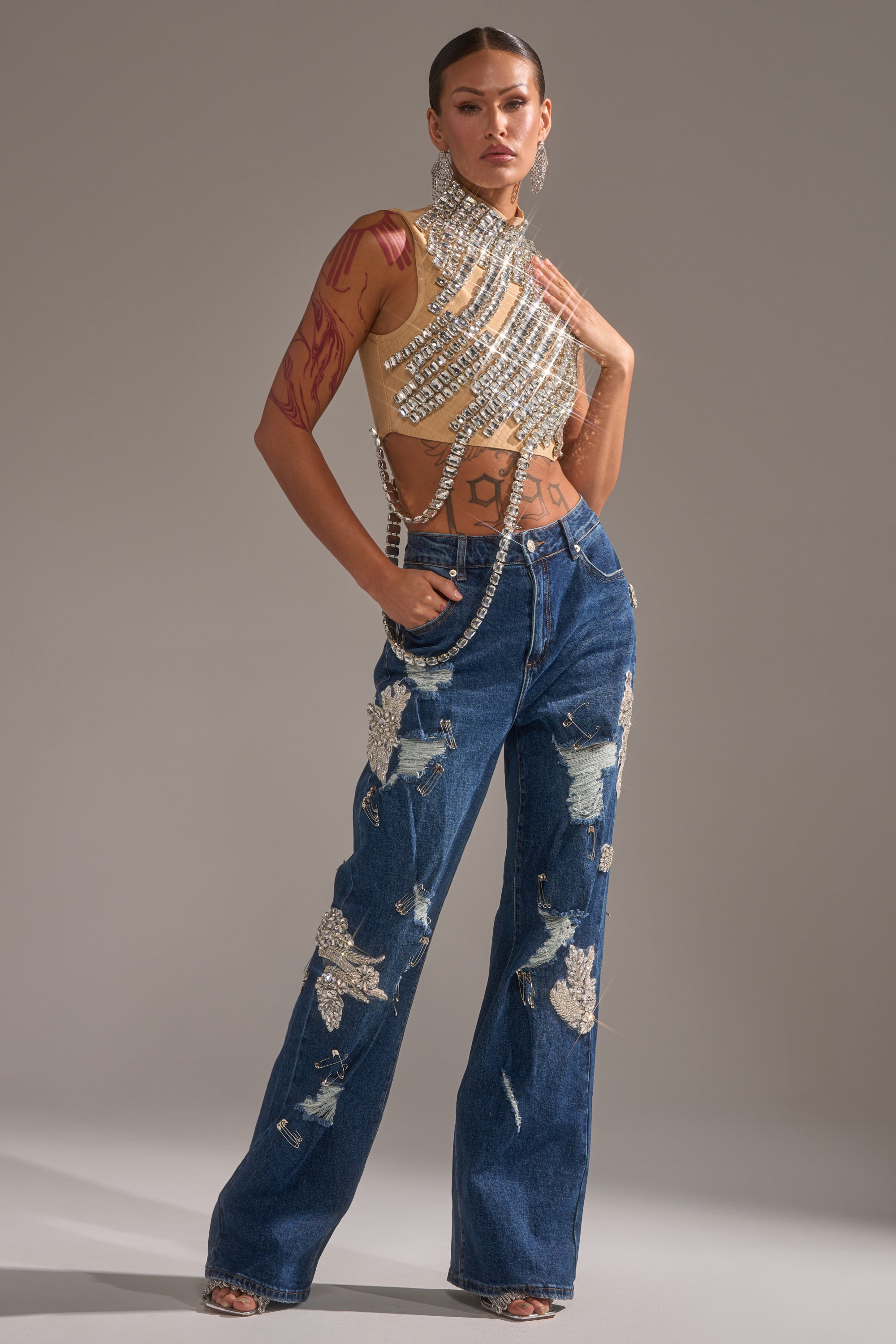 LETS GO BABY DISTRESSED DENIM