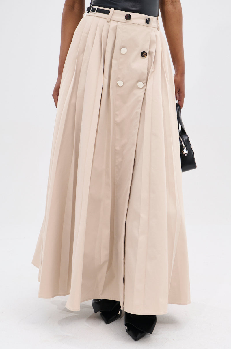 LIGHT WEIGHT TRENCH MAXI SKIRT WITH SIDE ADJUSTER