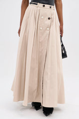 LIGHT WEIGHT TRENCH MAXI SKIRT WITH SIDE ADJUSTER
