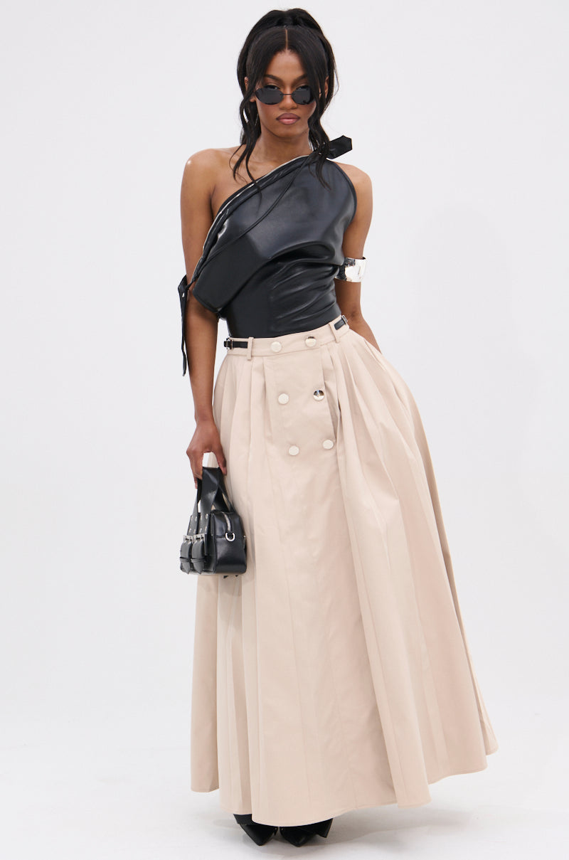 LIGHT WEIGHT TRENCH MAXI SKIRT WITH SIDE ADJUSTER