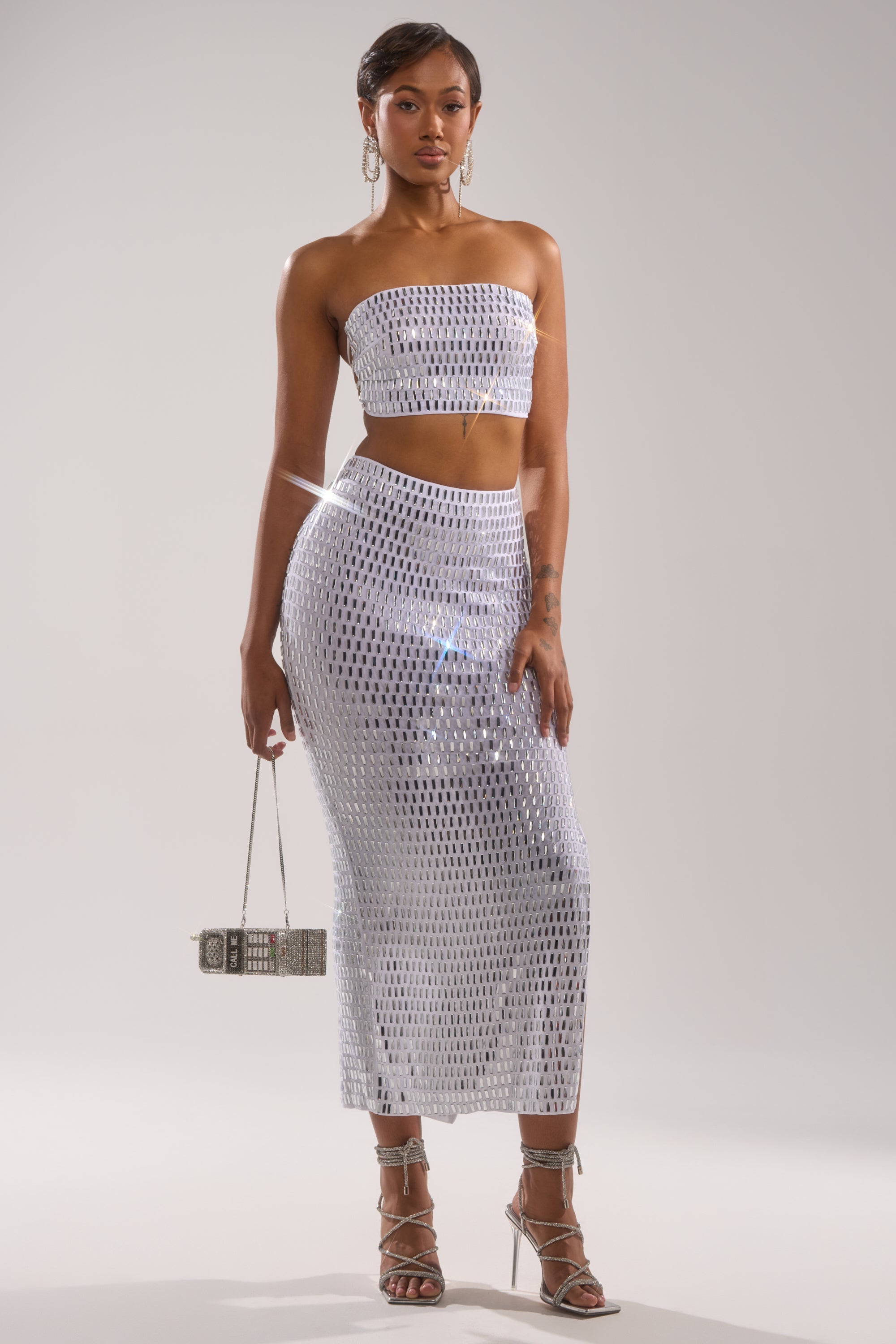 TALK ABOUT ME RHINESTONE MAXI SKIRT