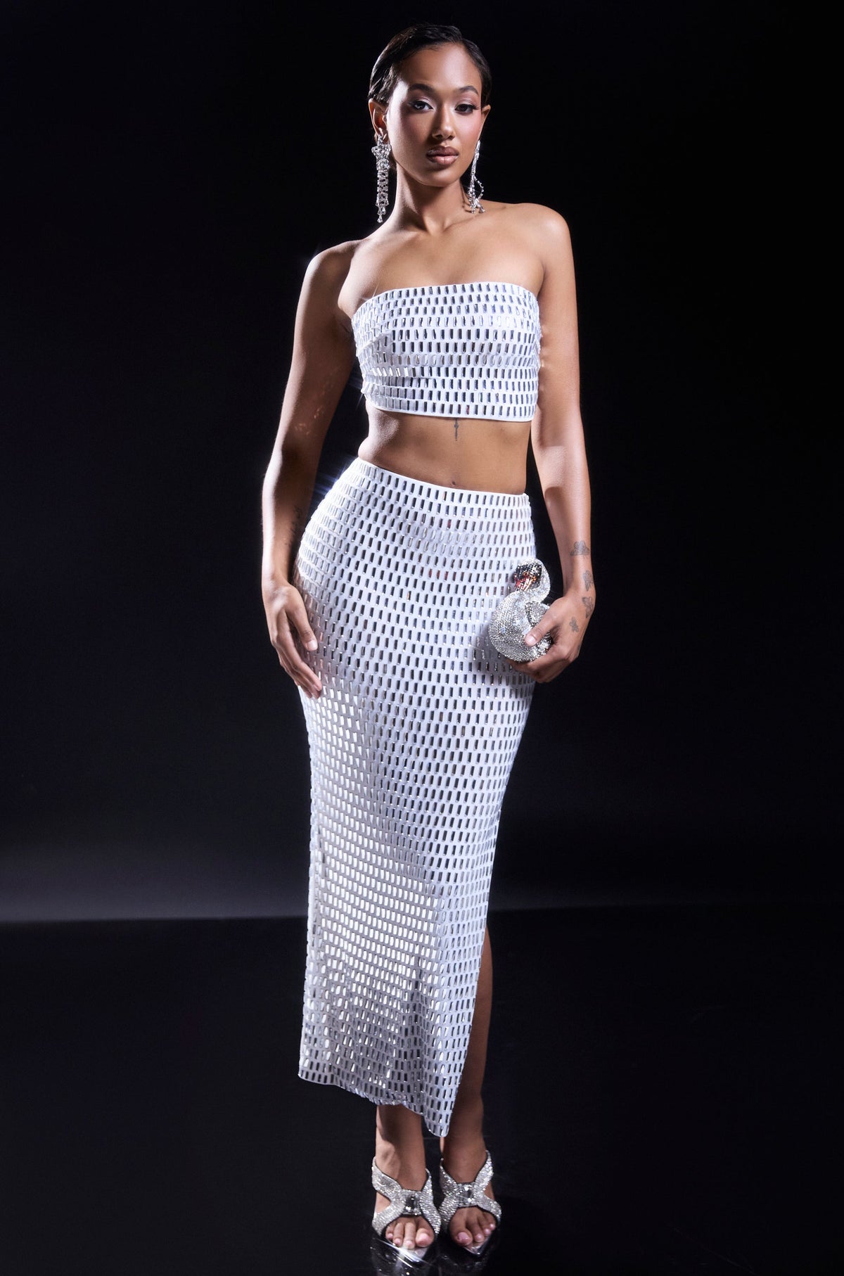 TALK ABOUT ME RHINESTONE MAXI SKIRT
