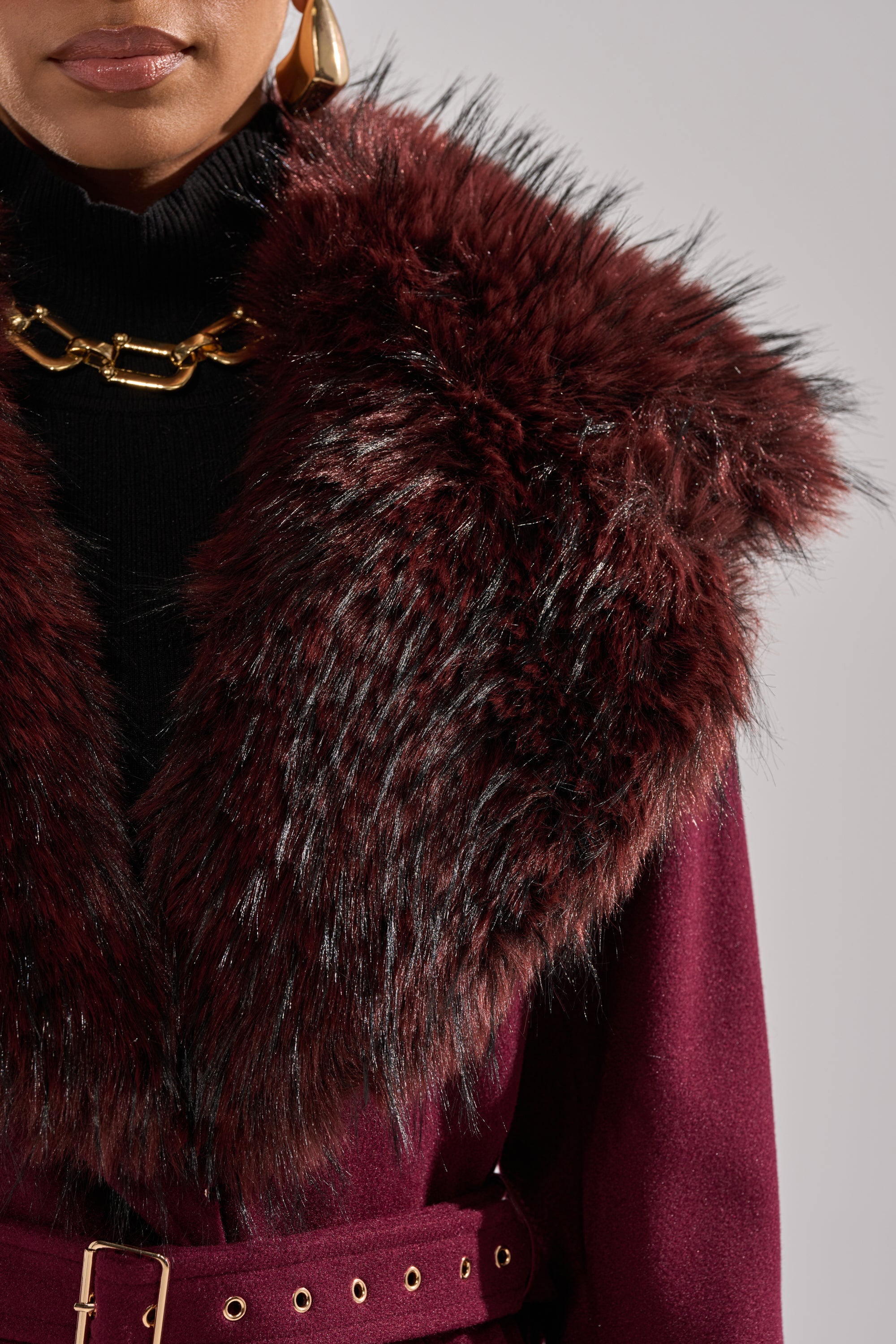 CATALINA FUR COLLAR TRENCH